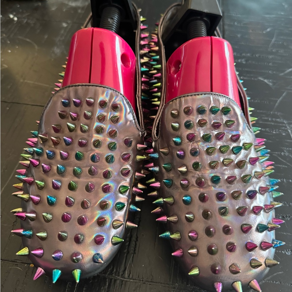 UNIF Hellraiser Rainbow Metallic Spike Flats